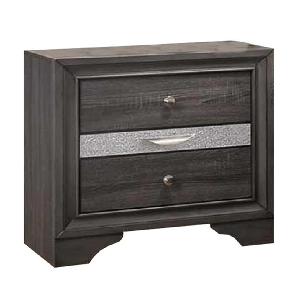 Best Quality Furniture Dav-Ns Nightstand, Wood Gray